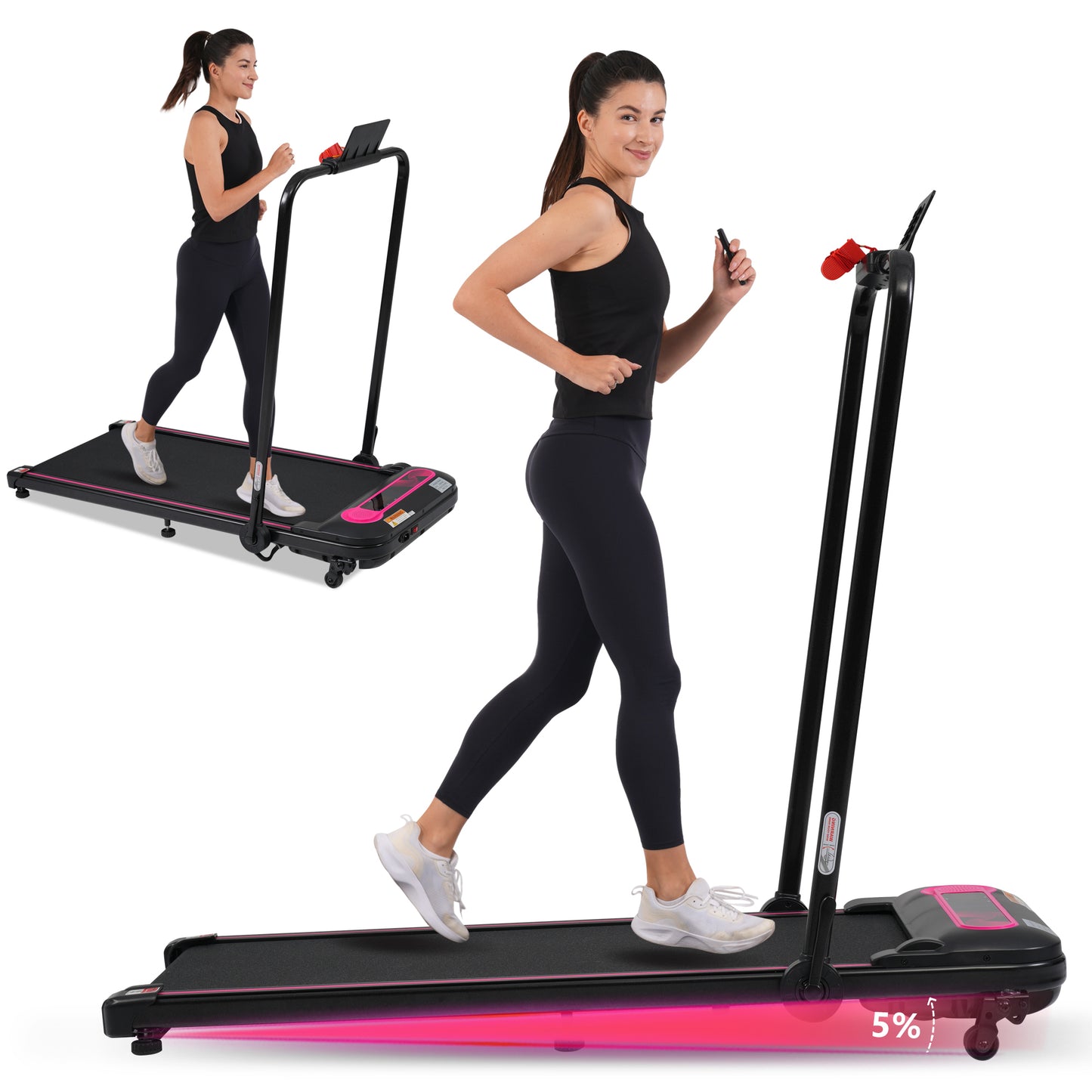 NEW Folding Walking Pad Under Desk Treadmill for Home Office -2.5HP Walking Treadmill With Incline 0.5-7.5MPH 300LBS Capacity Treadmill for Walking Running - Two Ways to Adjust Speed