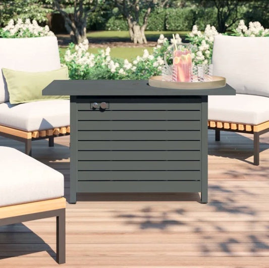 25 H x 42 W Outdoor Fire Pit Table with Lid (Gray)