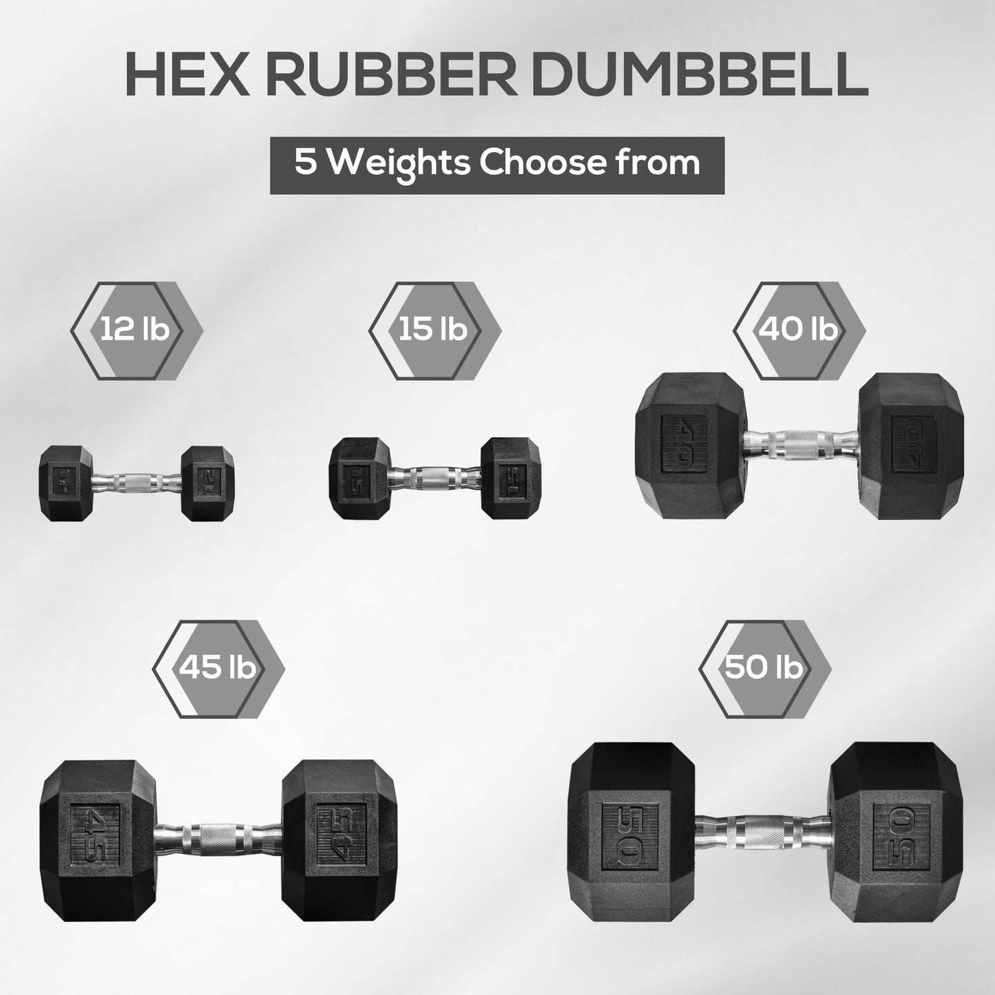 Soozier 2 x 15lbs Hex Dumbbell Set of 2, Rubber Weights Exercise Fitness Dumbbell with Non-Slip Handles, Anti-roll, for Women or Men Home Gym Workout