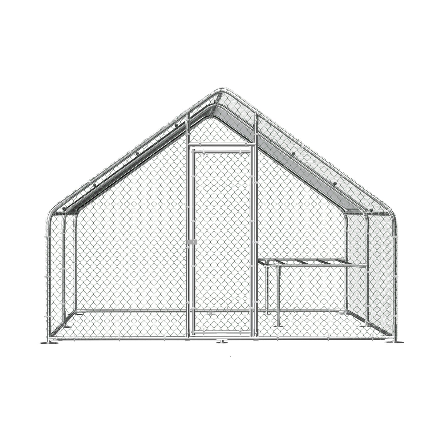 Large metal chicken coop, walk-in chicken coop, galvanized wire poultry chicken coop, rabbit duck coop with waterproof and UV protection cover for outdoor, backyard and farm. 9.8' W x 13.1' L x 6.6' H