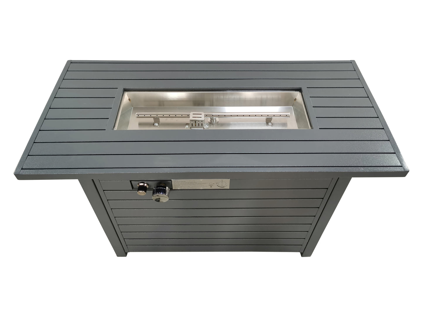 25'' H x 42'' W Steel Propane Outdoor Fire Pit Table with Lid (Grey)