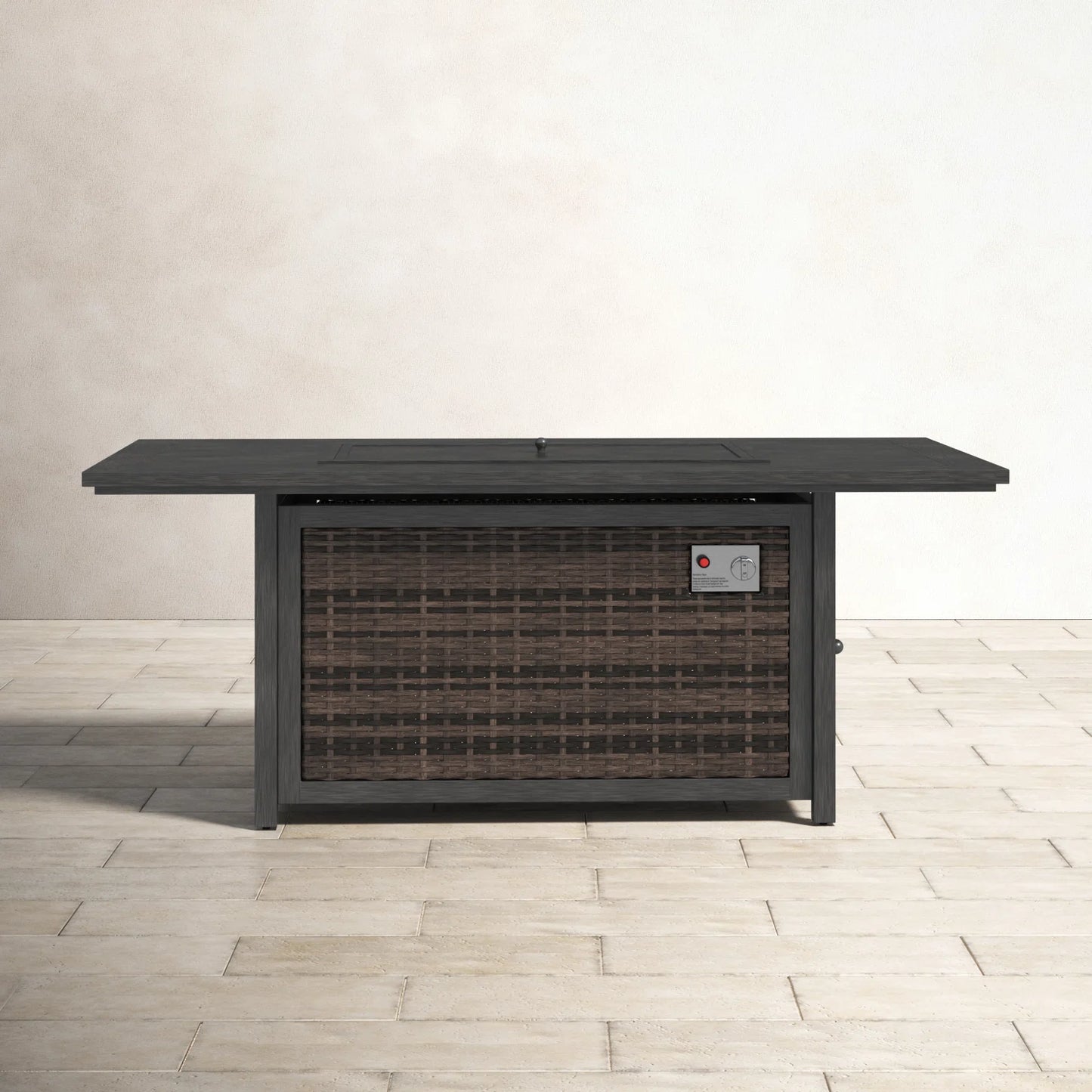 Aluminum/Wicker Propane Fire Pit Table