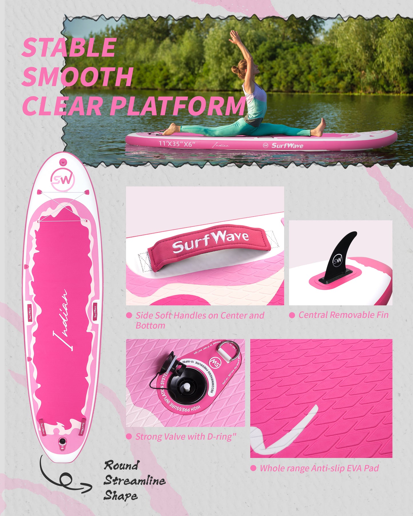 Inflatable Stand Up Paddle Board 11'x34"x6" With Accessories