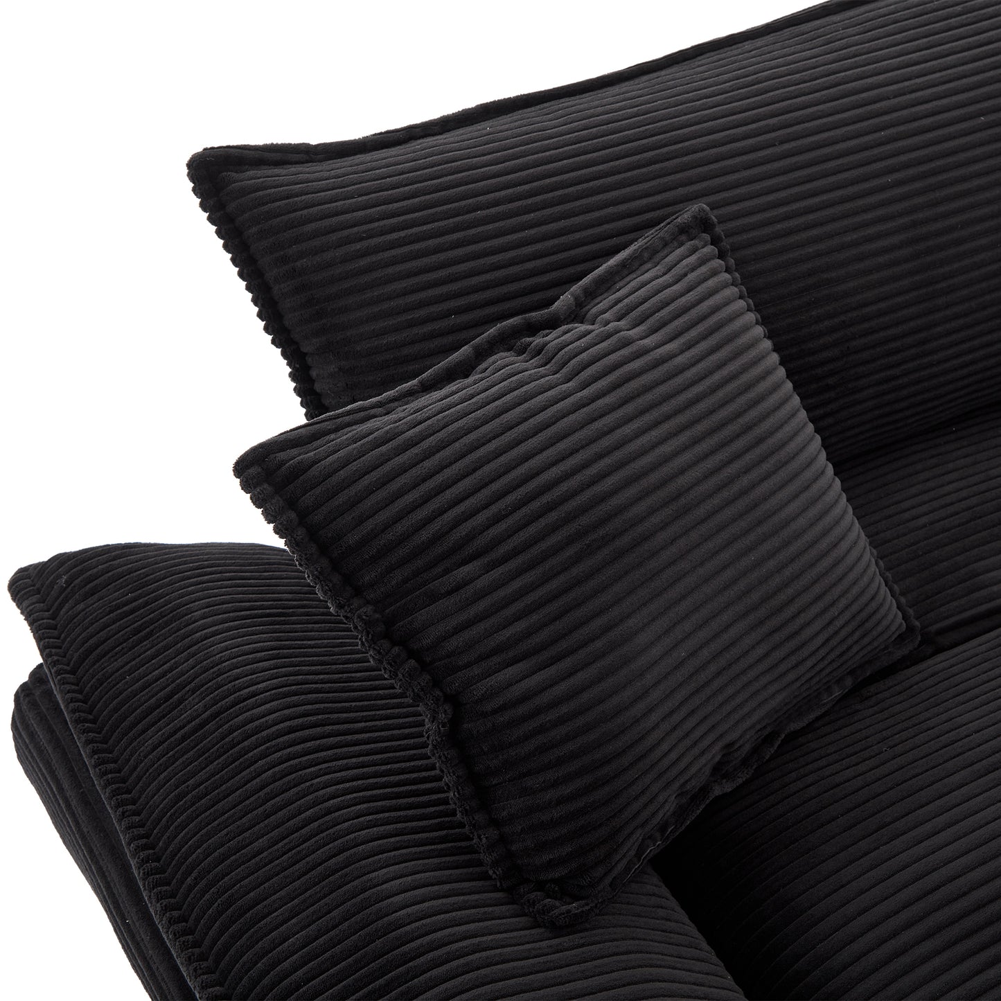 Corduroy Sofa Sleeper Couch Loveseat Sofa with Pillows Comfy Upholstered Deep Seat Sofa for Bedroom,Living Room,Apartment,Office,Dorm-Black Corduroy