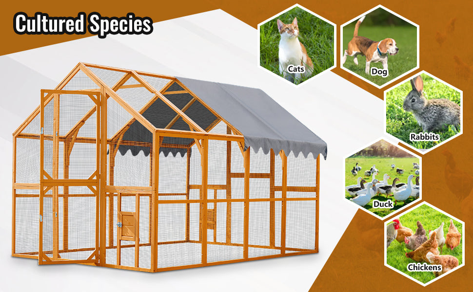 Outdoor Chicken Coop Enclosures 110" Large Kitten Playpen,Upgrade Waterproof Cover