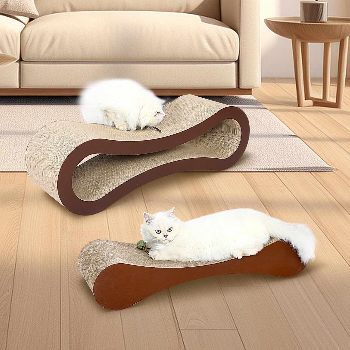 2 in 1 Cat Scratcher Cardboard, Cat Scratching Board Furniture Protector, Cat Scratching Post, Cat Beds for Indoor Cats, Infinity Shape, X-Large