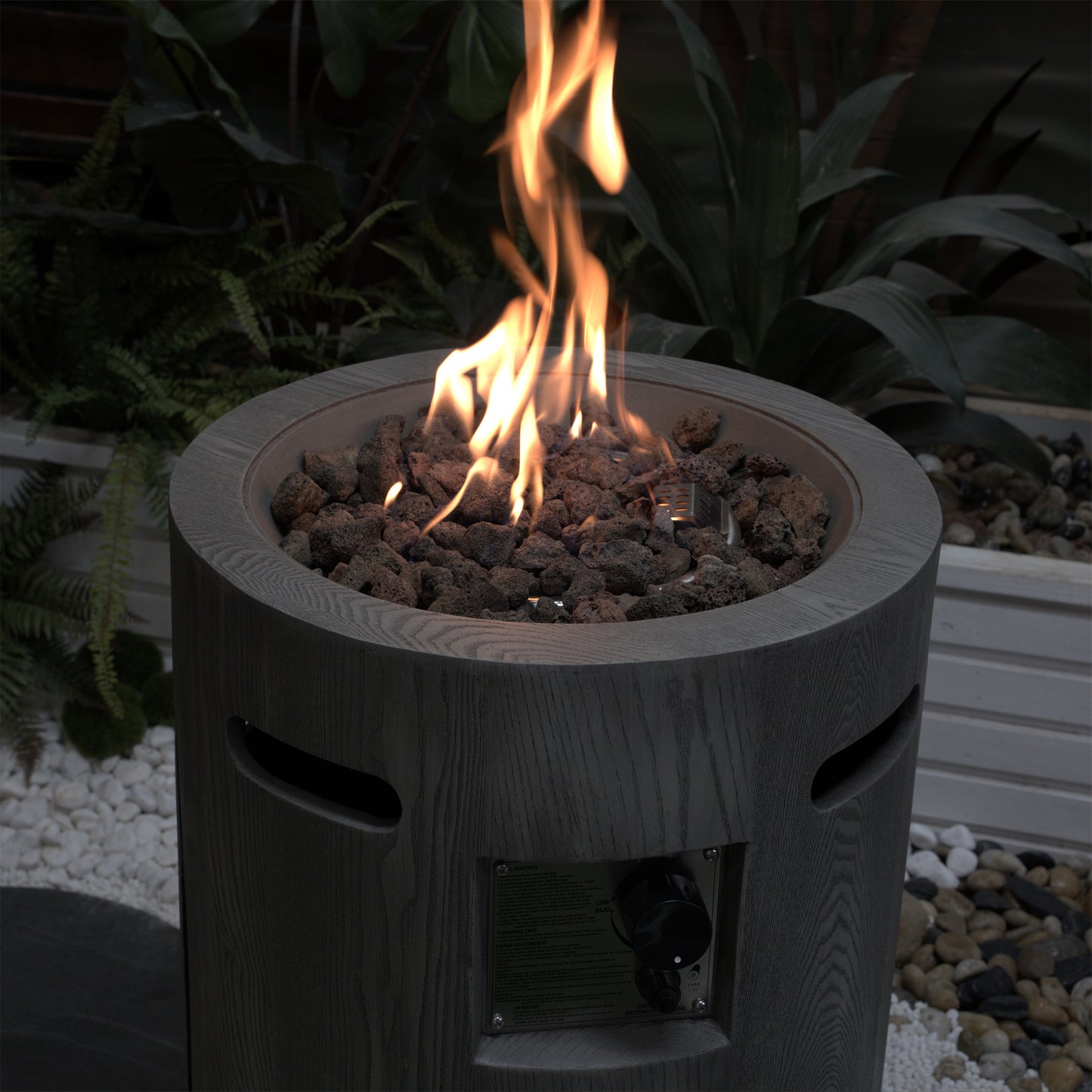 32000 BTU, CSA Certification Diameter 20 Inch Round Outdoor Gas Fire Pit,Contain 2.5kg Lava Stone And Rainproof Cover,Magnesium Oxide Cultured Stone Surface Finished,, More Suitable for Outdoor Garden