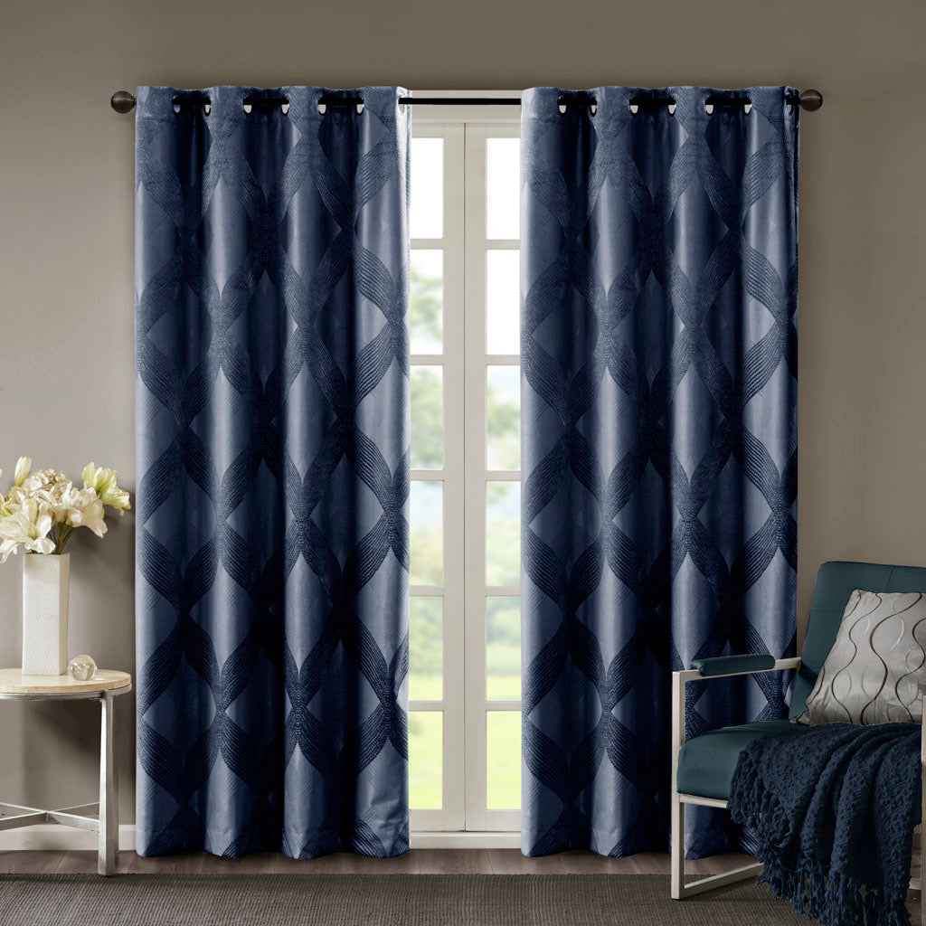 Ogee Knitted Jacquard Total Blackout Curtain Panel(Only 1 Pc Panel)