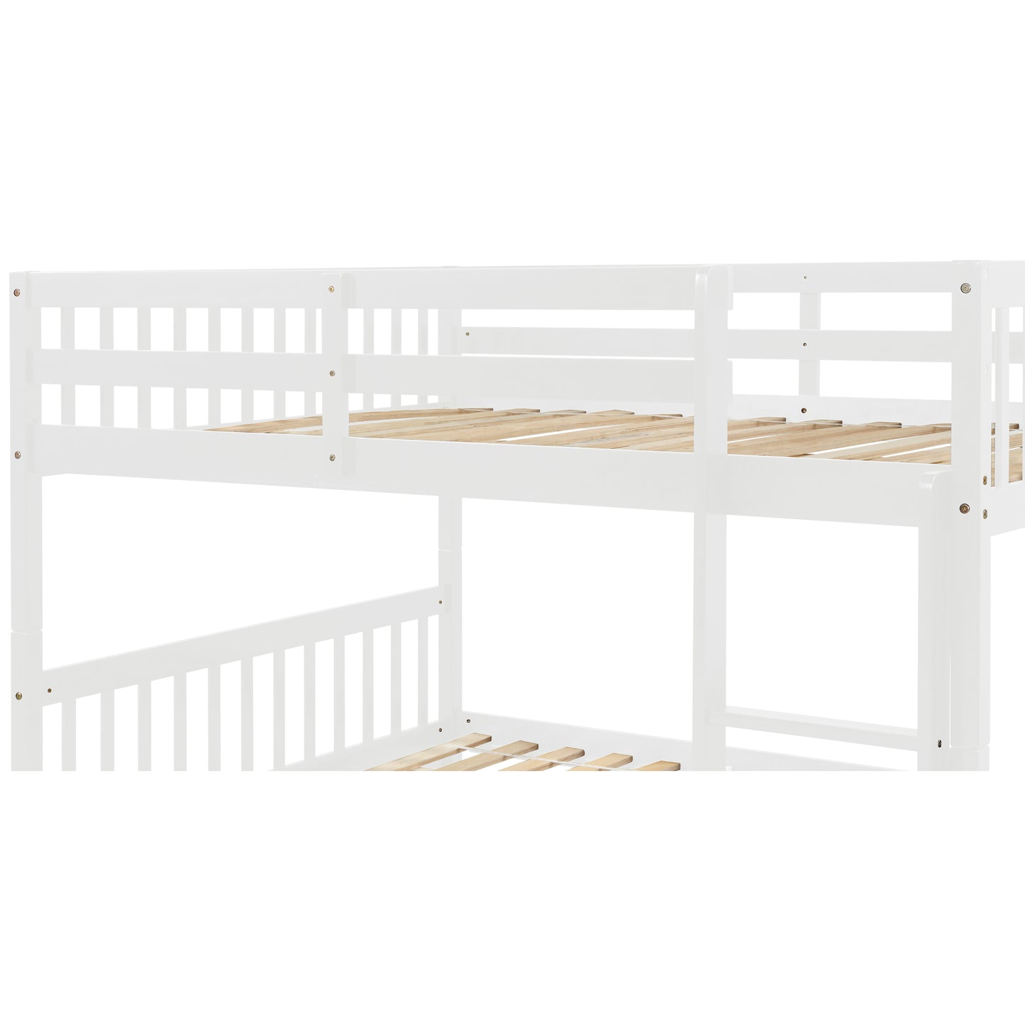 Full Over Full Bunk Bed with Trundle, Convertible to 2 Full Size Platform Bed, Full Size Bunk Bed with Ladder and Safety Rails for Kids, Teens, Adults,White(New Sku:W504S00212)