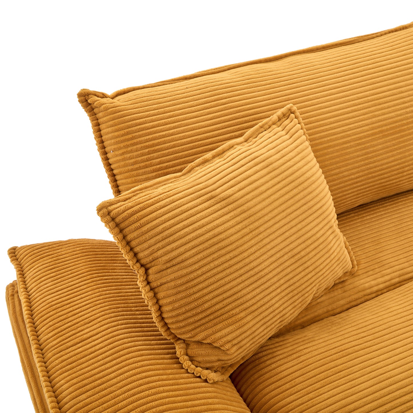 Corduroy Sofa Sleeper Couch Loveseat Sofa with Pillows Comfy Upholstered Deep Seat Sofa for Bedroom,Living Room,Apartment,Office,Dorm-Yellow Corduroy