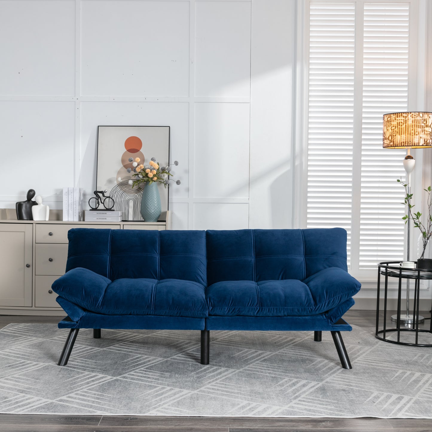 [SantaChoice] Navy Blue Convertible Folding Modern sofa Bed