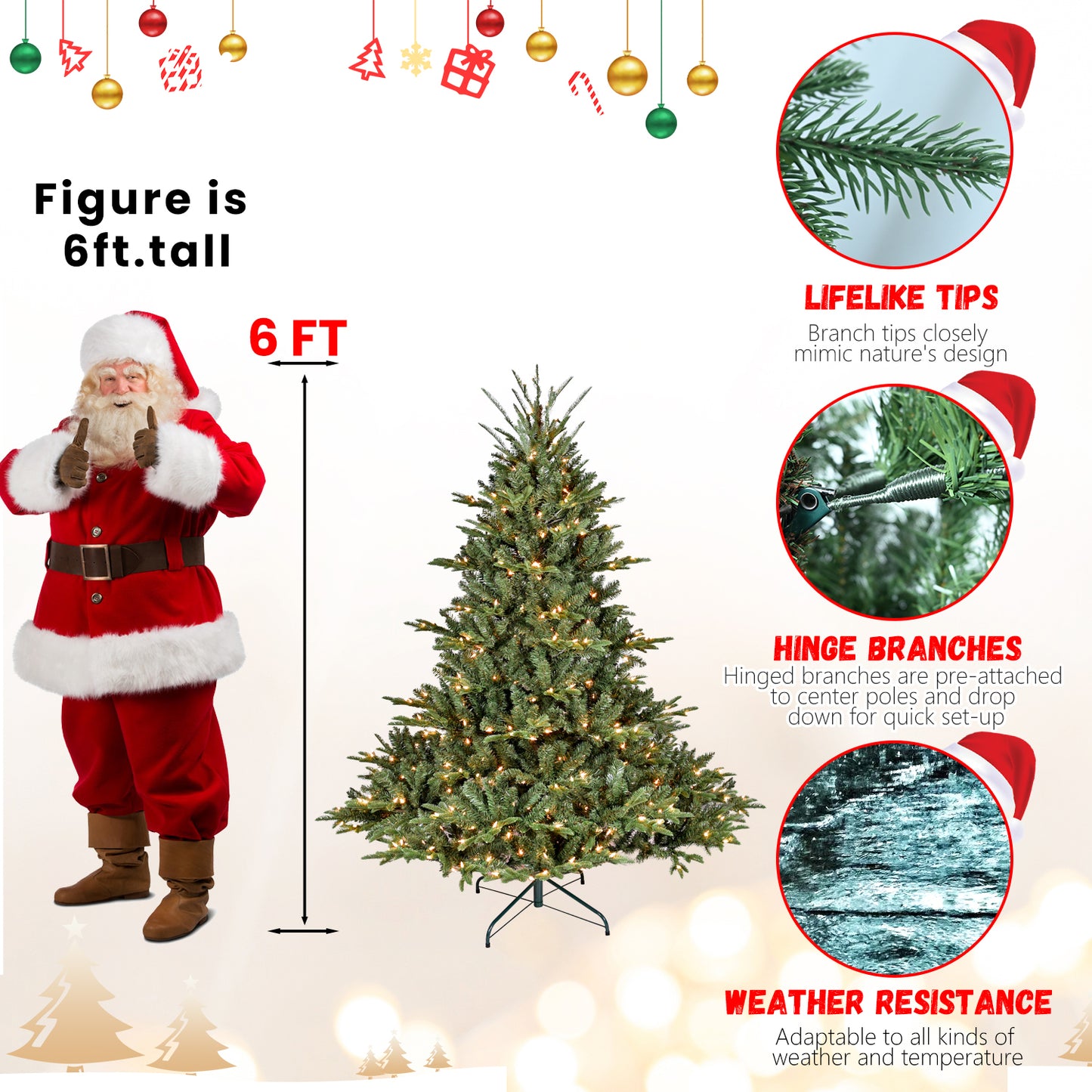 7FT Christmas Tree Simulate Nature Advanced Materials Premium Hinged Spruce Artificial Douglas Firs Tree, Christmas Holiday Party Atmosphere Decoration New Year Celebration PE+PVC Xmas Tree