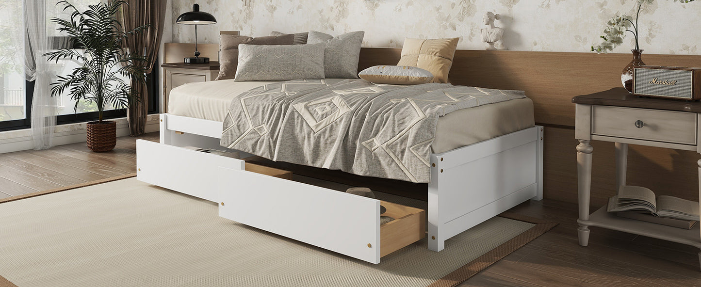 Twin Bed with 2 Drawers, Solid Wood, No Box Spring Needed ,(Old SKU:W50422209)