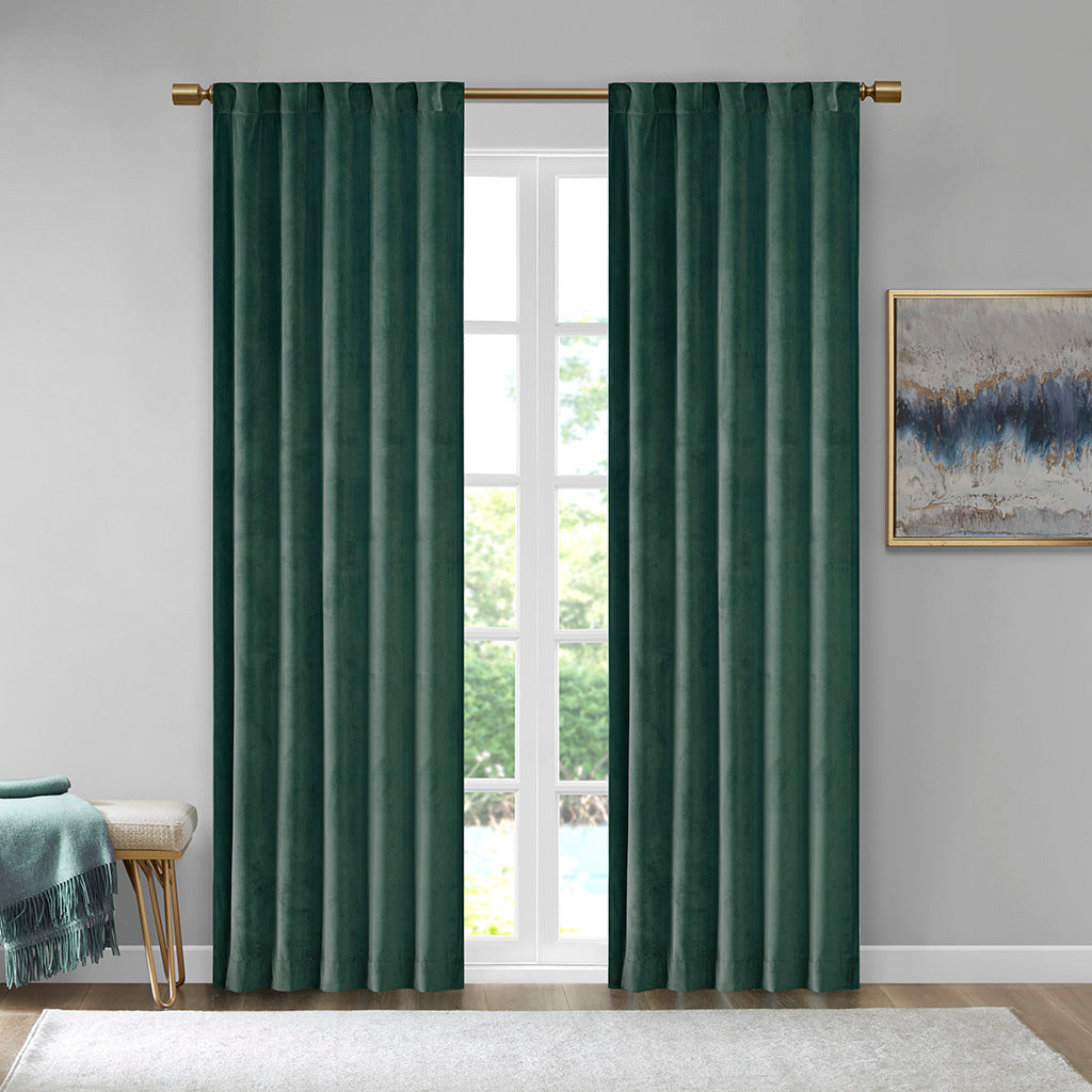 Room Darkening Metallic Printed Poly Velvet Rod Pocket/Back Tab Window Panel Pair Green 37x95'