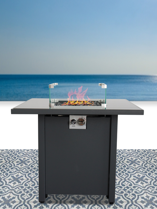 25" H x 30" W Steel Outdoor Fire Pit Table with Lid