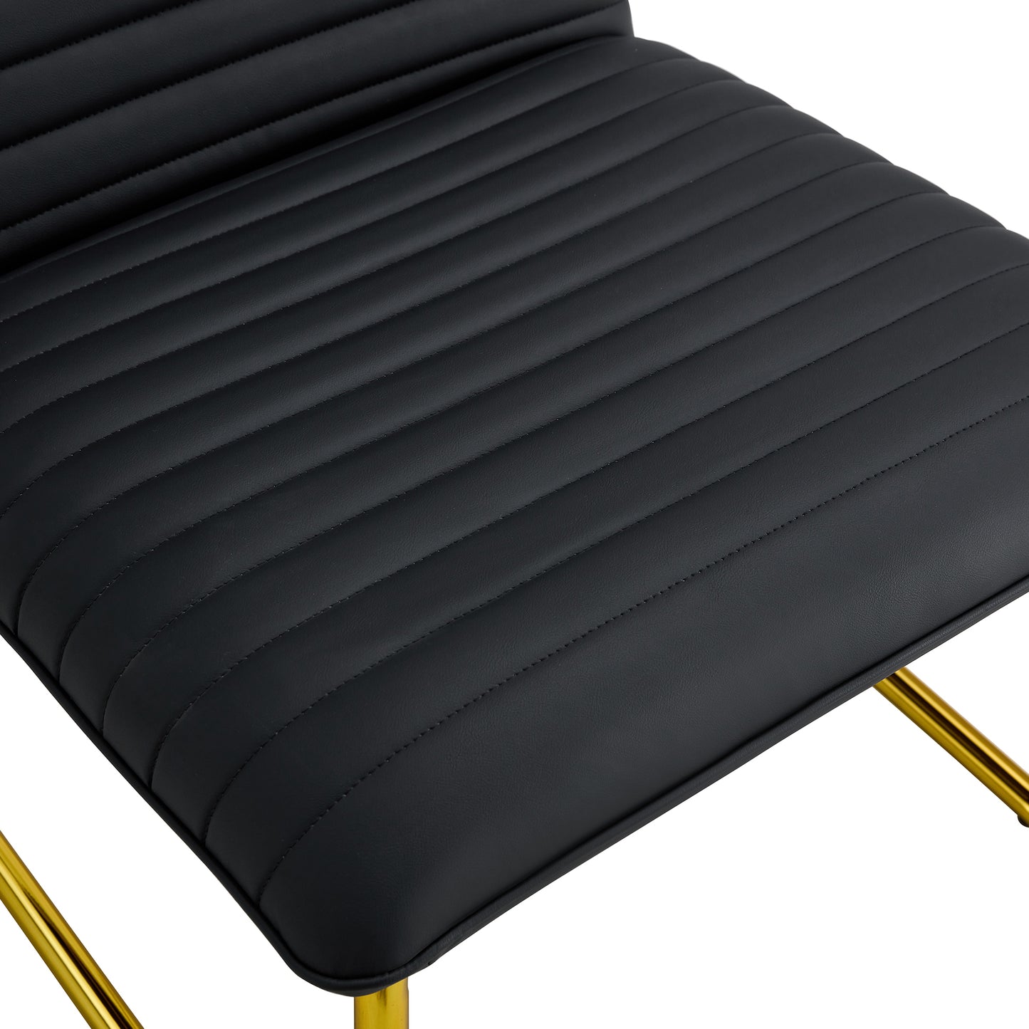 [SantaChoice] Black minimalist armless sofa chair with PU backrest and golden metal legs, suitable for offices, restaurants, kitchens, and bedrooms