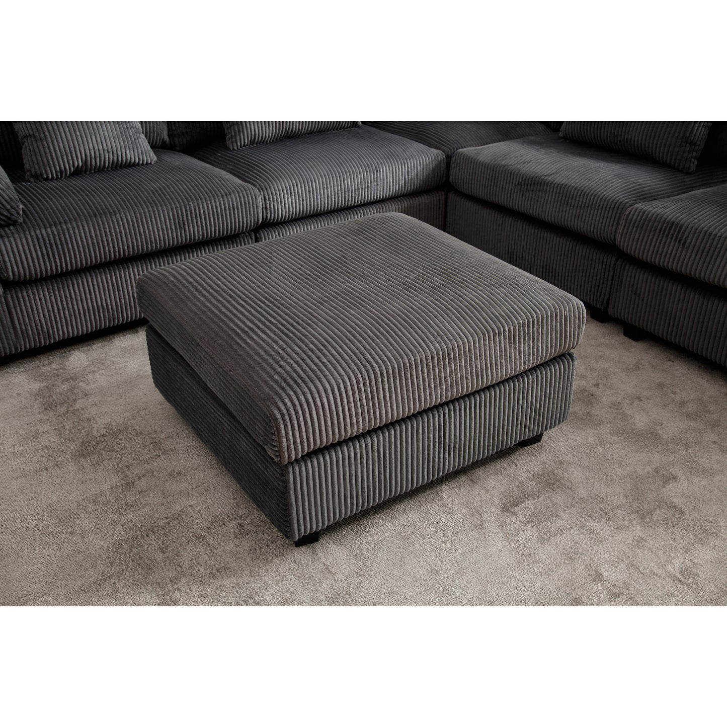 Oversized Modular Sectional Sofa Couches Set,Corduroy Upholstered Deep Seat Comfy Sofa for Living Room,Dark Gray