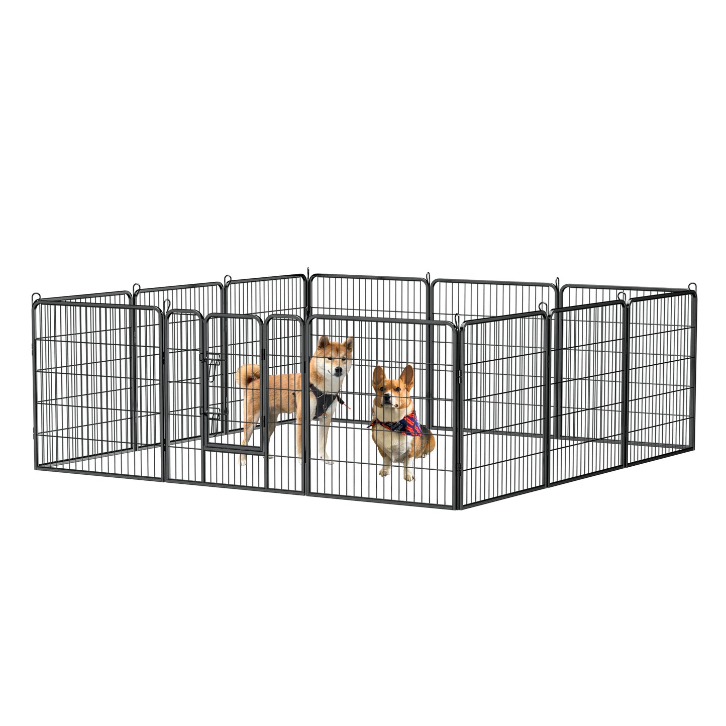 Dog Pens Outdoor 32" Height Foldable 12 Panels Heavy Duty Metal Portable Dog Playpen Indoor Anti-Rust Exercise Dog Fence with Doors for Large/Medium/Small Pets Play Pen for RV Camping Yard