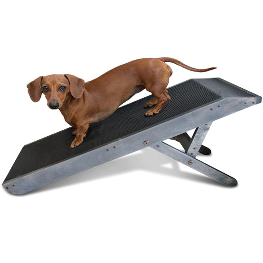 24" H 47" L  Adjustable Dog Ramp for Bed Small Dog & Large Dogs - Folding Dachshund Ramp Hardwood Pet Ramp for Couch with Platform Top & Anti-Slip Surface - Dog Ramps for Medium Dogs & Old Cats
