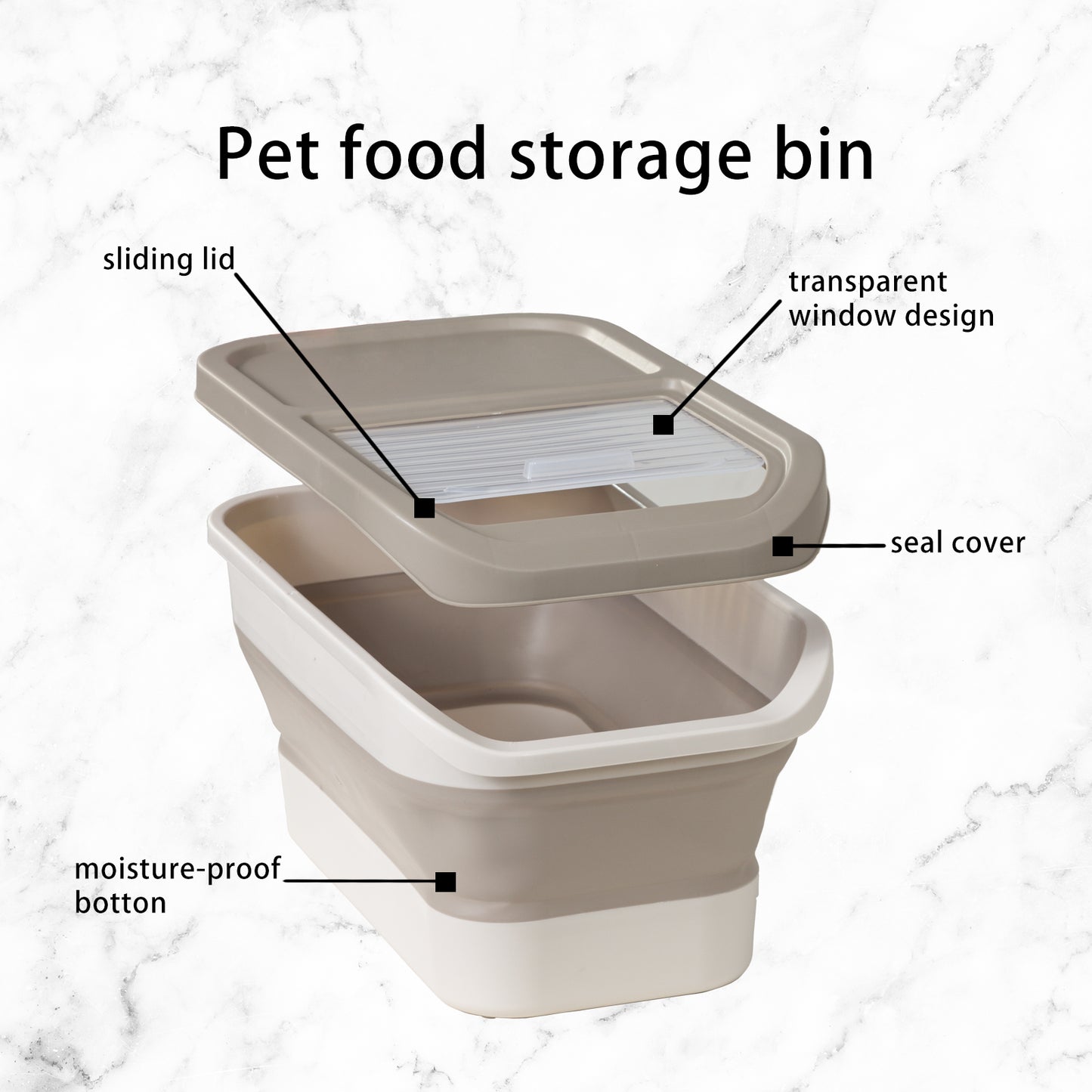 10-13lbs Folding Dog Food Storage Container with Lids, Scoop and Measuring Cup; Pet Food Container; Pet Food Storage Containers Dry Food for Dog, Cats and Other Pets