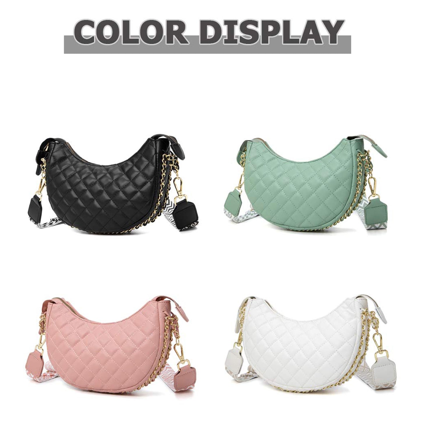 Small Crescent Crossbody Bags for Women Leather Sling Crossbody Purse Shoulder Bag with Adjustable Wide Strap