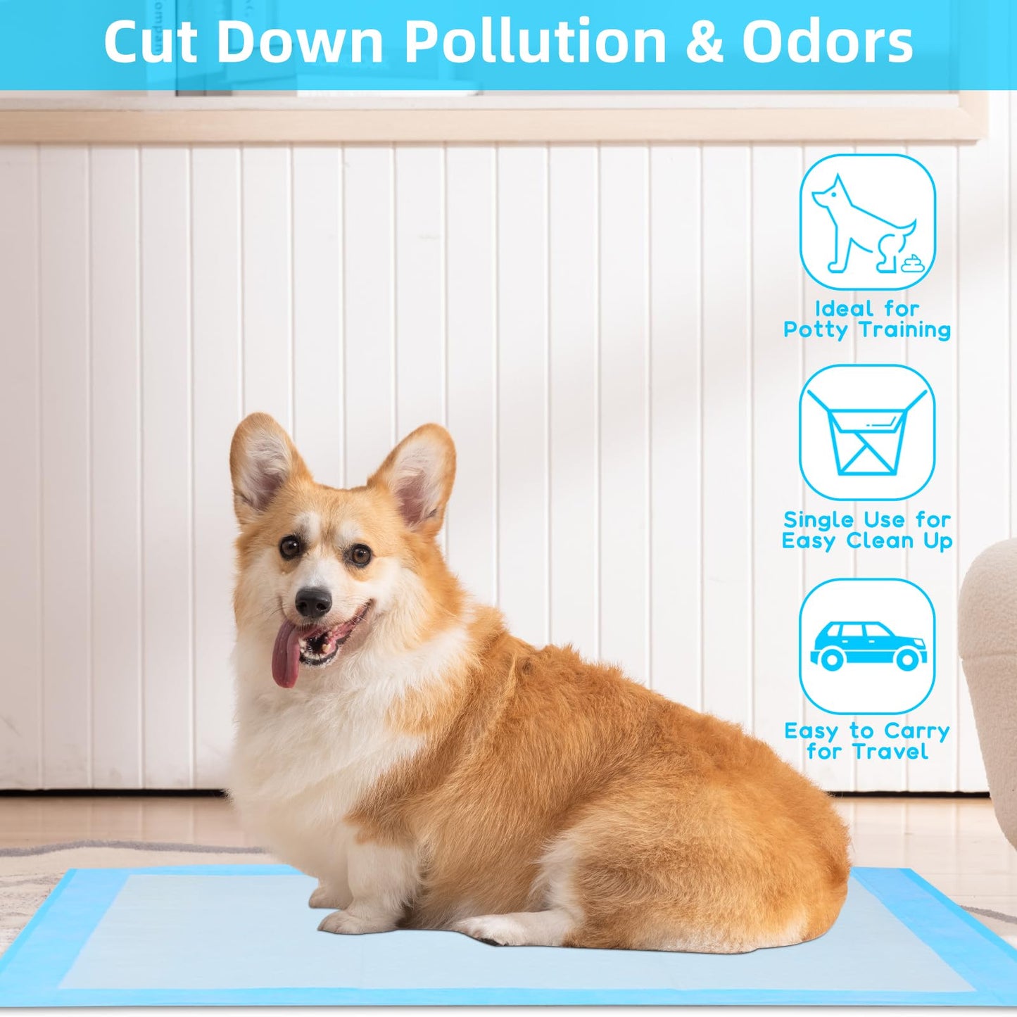 Disposable Puppy Pee Pads 22" x 22", Premium Disposable Training Pads, Pee Pads, Training Pads, Quick Absorb and Odor Control