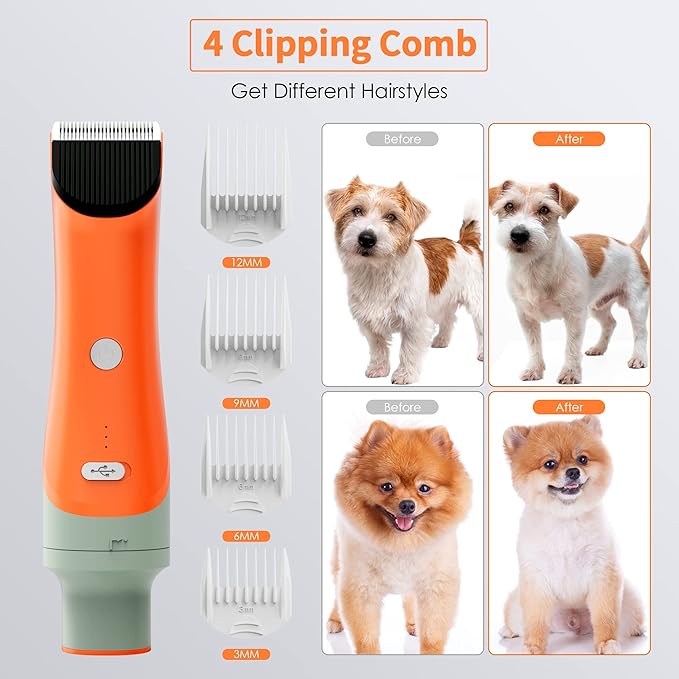 Dog Vacuum for Shedding Grooming, 6-In-1 Dog Grooming Kit & Vacuum Suction 99% Pet Hair - Lightweight Large Dust Box, Grooming Vacuum with 6 Tools for Shedding Thick &Thin Dogs Cats Pet Hair