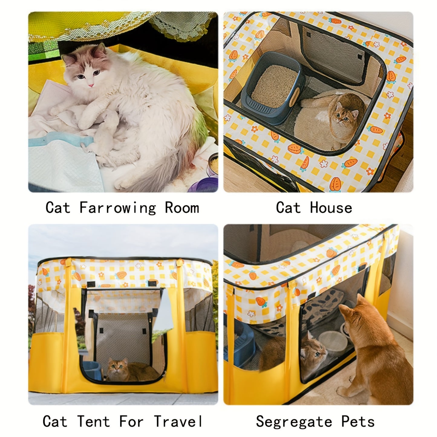 Pet Birthing Room, Foldable Cat Cage, Spacious Portable Breathable Mesh Tent For Cats 1Pc