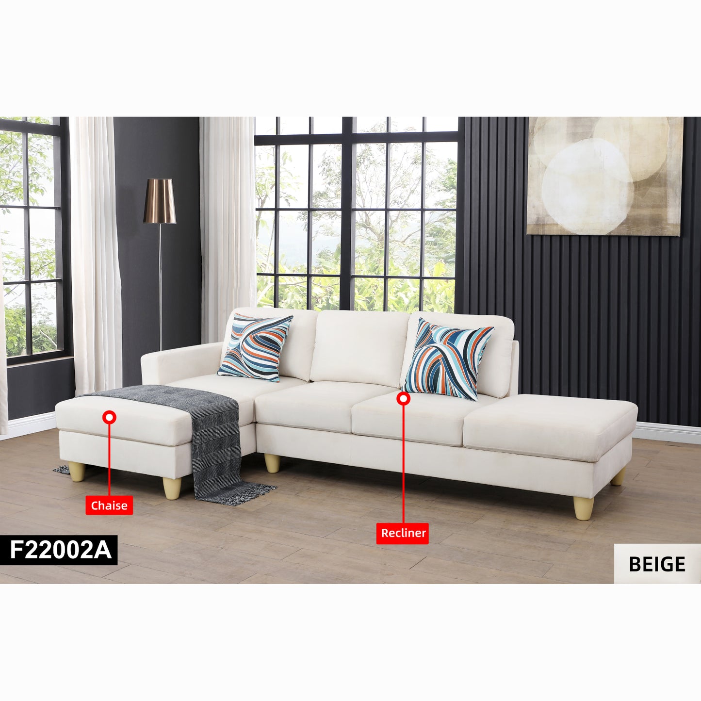 Beige Lint 2-Piece Couch Living Room Sofa Set