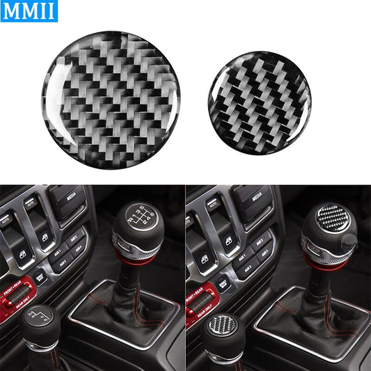 For Jeep Wrangler JK 2018-2020 Real Carbon Fiber Gear Shift Handle Head Above Trim Cover Decoration Accessories Stikcer